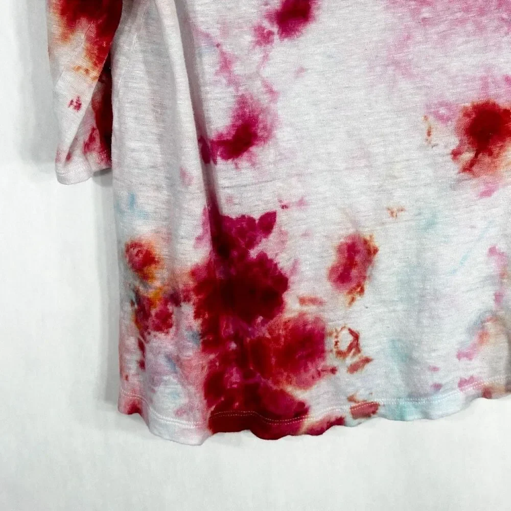 Artisan NY Small Top Everlasting Rose Tie Dye Pink White‎ Linen Handmade 1165 - Picture 9 of 12